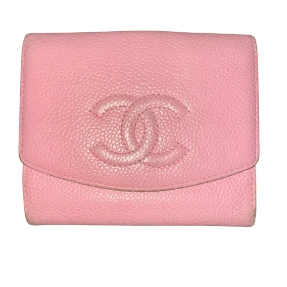 AUTHENTIC CHANEL CC PINK CAVIAR LEATHER MONEY COIN CARD WALLET GUC - Picture 3 of 10